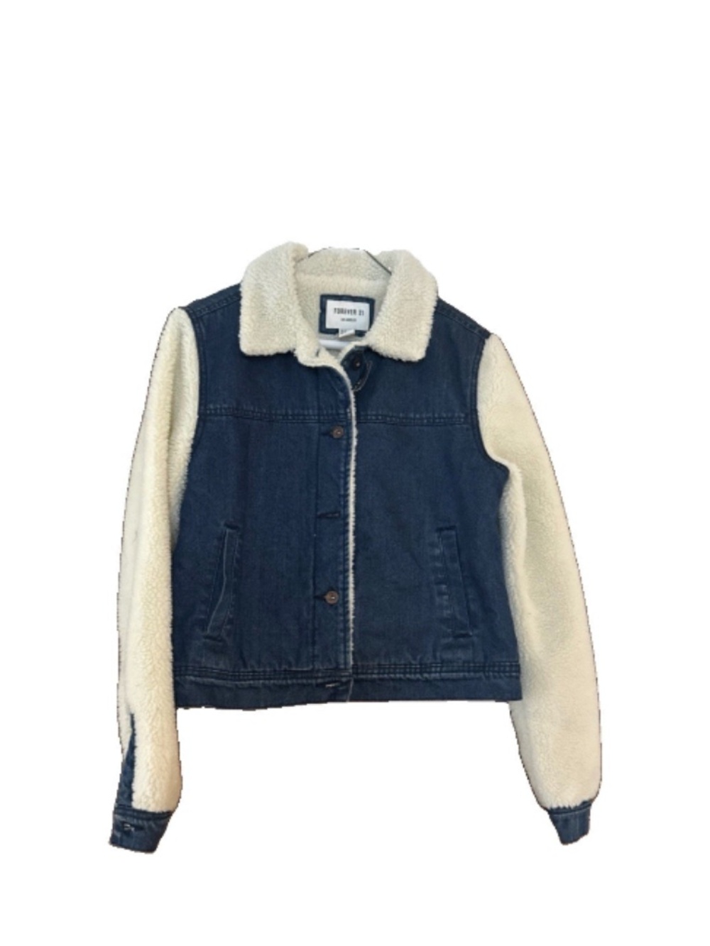 Sherpa Lined Blue Denim Jacket Forever 21 VBG18 Small New